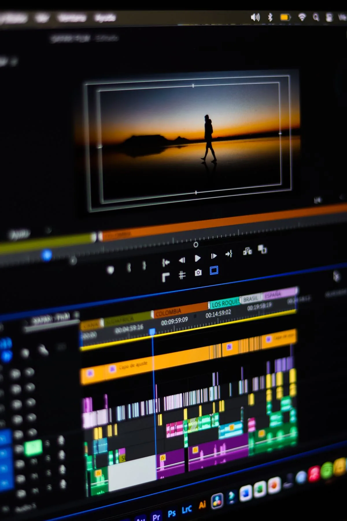 Editing a faceless YouTube video on a timeline built from Muse AI Video clips